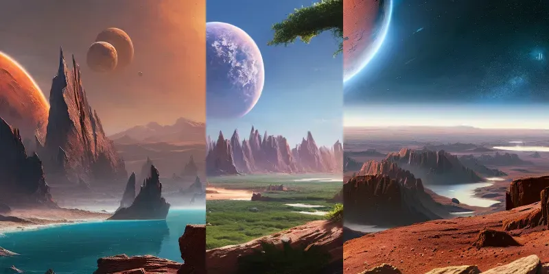 Alien Planet Landscapes Stable Diffusion Prompt | PromptBase