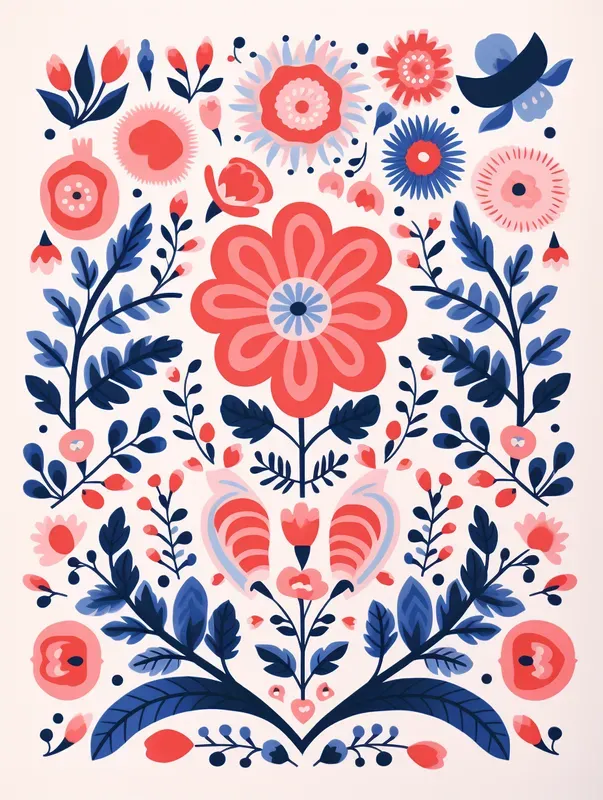 Hygge Style Bold Folk Art Posters Midjourney Prompt | PromptBase