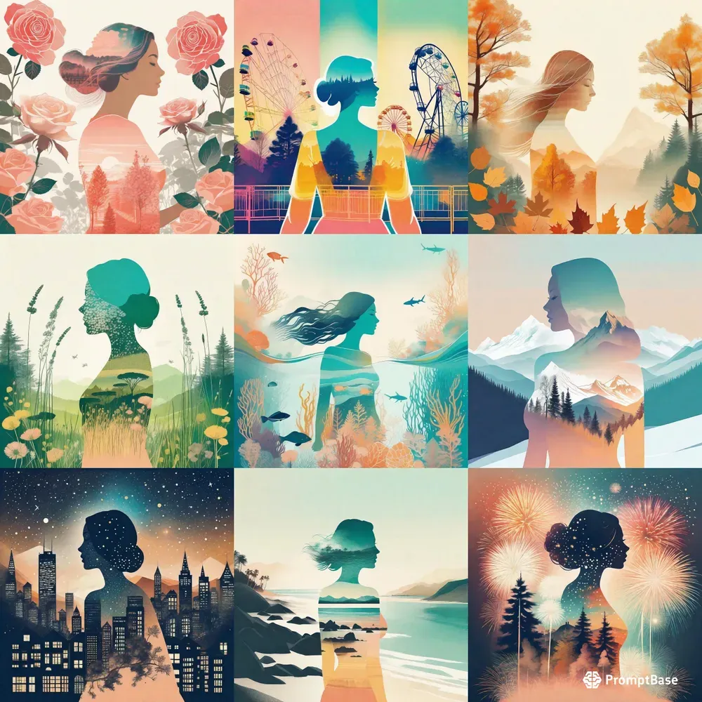 Double Exposure Illustrations Stable Diffusion Prompt | PromptBase