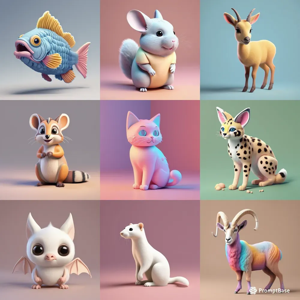 Soft Colorfulhued Animals Stable Diffusion Prompt | PromptBase