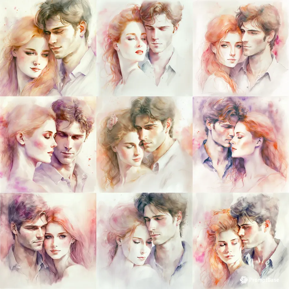 Watercolor Lover Portraits Midjourney Prompt | PromptBase
