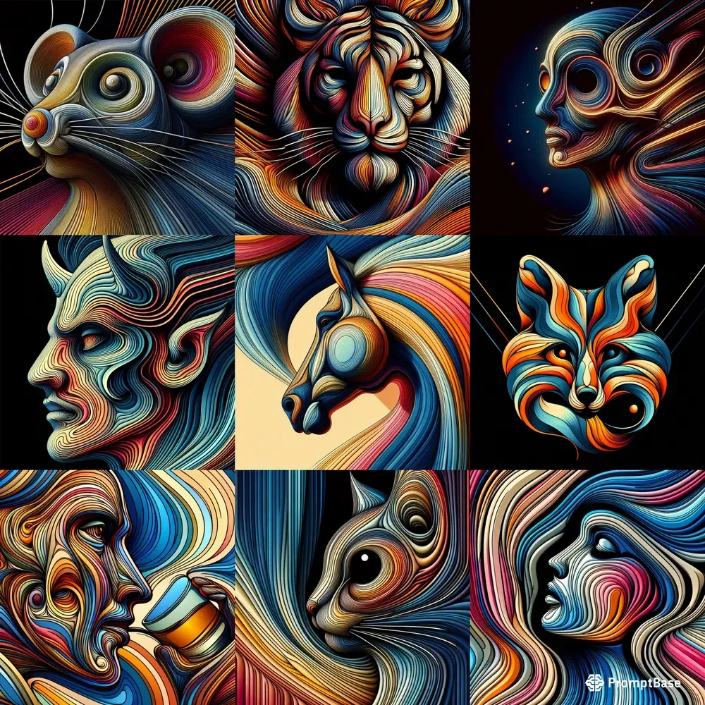 Prismatic Portraits Abstract Line Art DALL·E Prompt | PromptBase