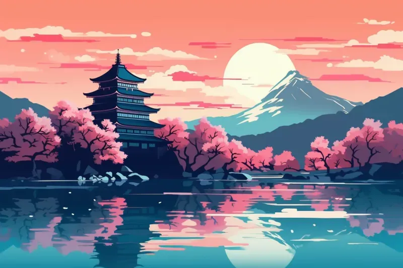 Beautiful Vector Art Landscapes Midjourney Prompt | PromptBase