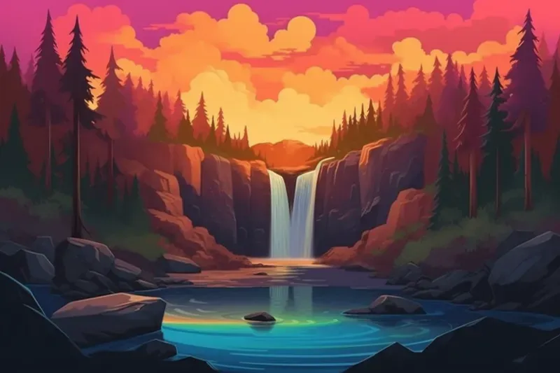 Beautiful Vector Art Landscapes Midjourney Prompt | PromptBase