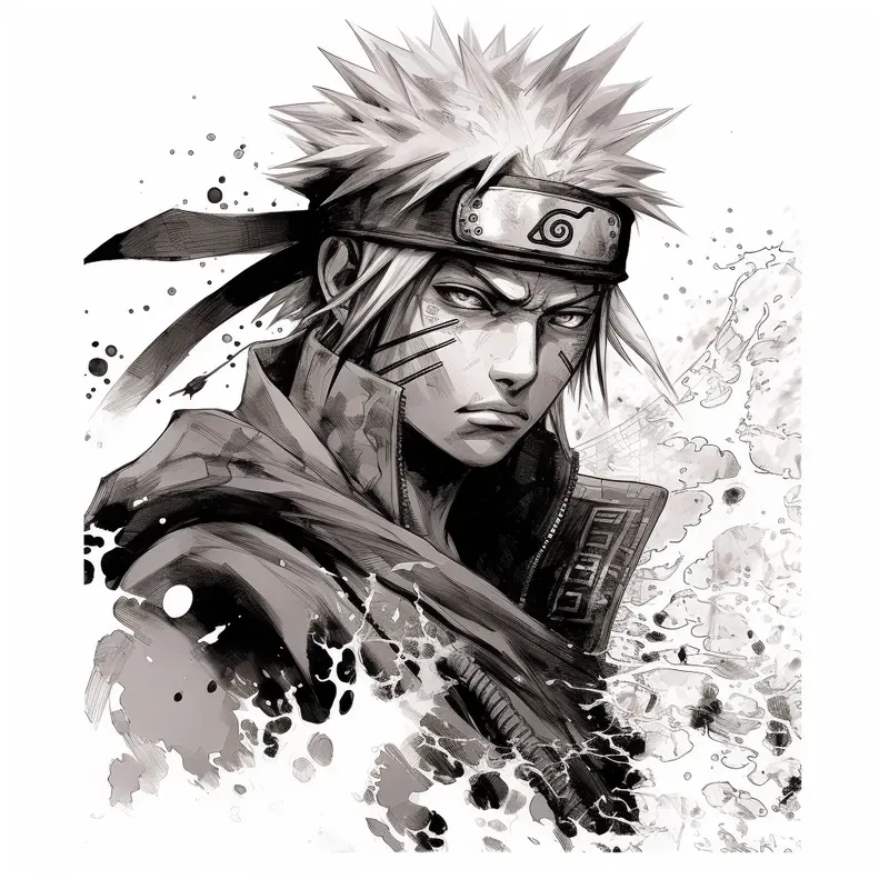 Drawings Anime Characters Black And White Midjourney Prompt | PromptBase