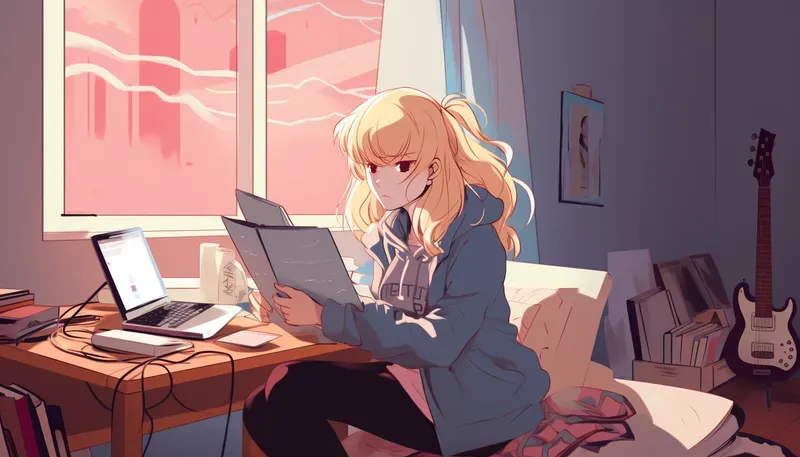 Music Lofi Anime Cartoon Wallpapers Midjourney Prompt | PromptBase