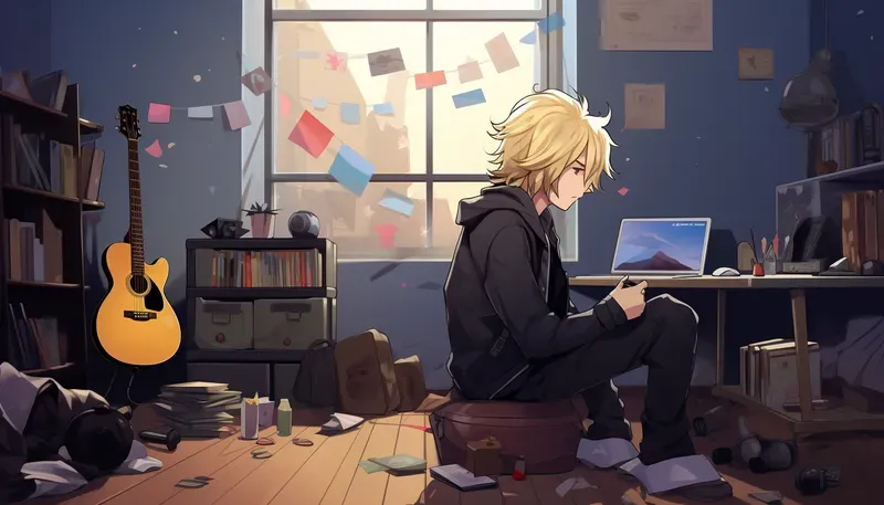 Music Lofi Anime Cartoon Wallpapers Midjourney Prompt | PromptBase