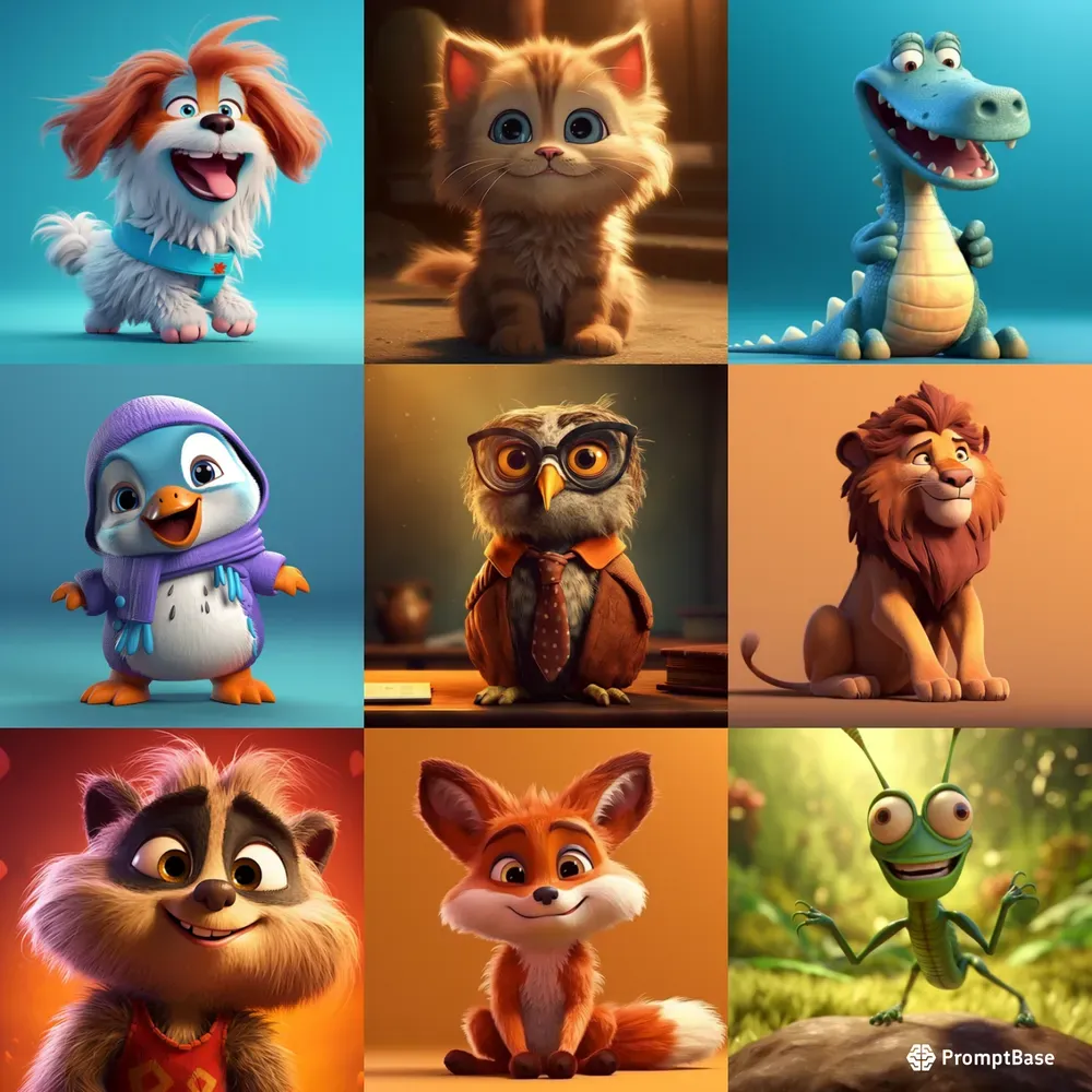 Pixar Creatures Cute Pixar Style Animals And Creatures Midjourney Prompt | PromptBase