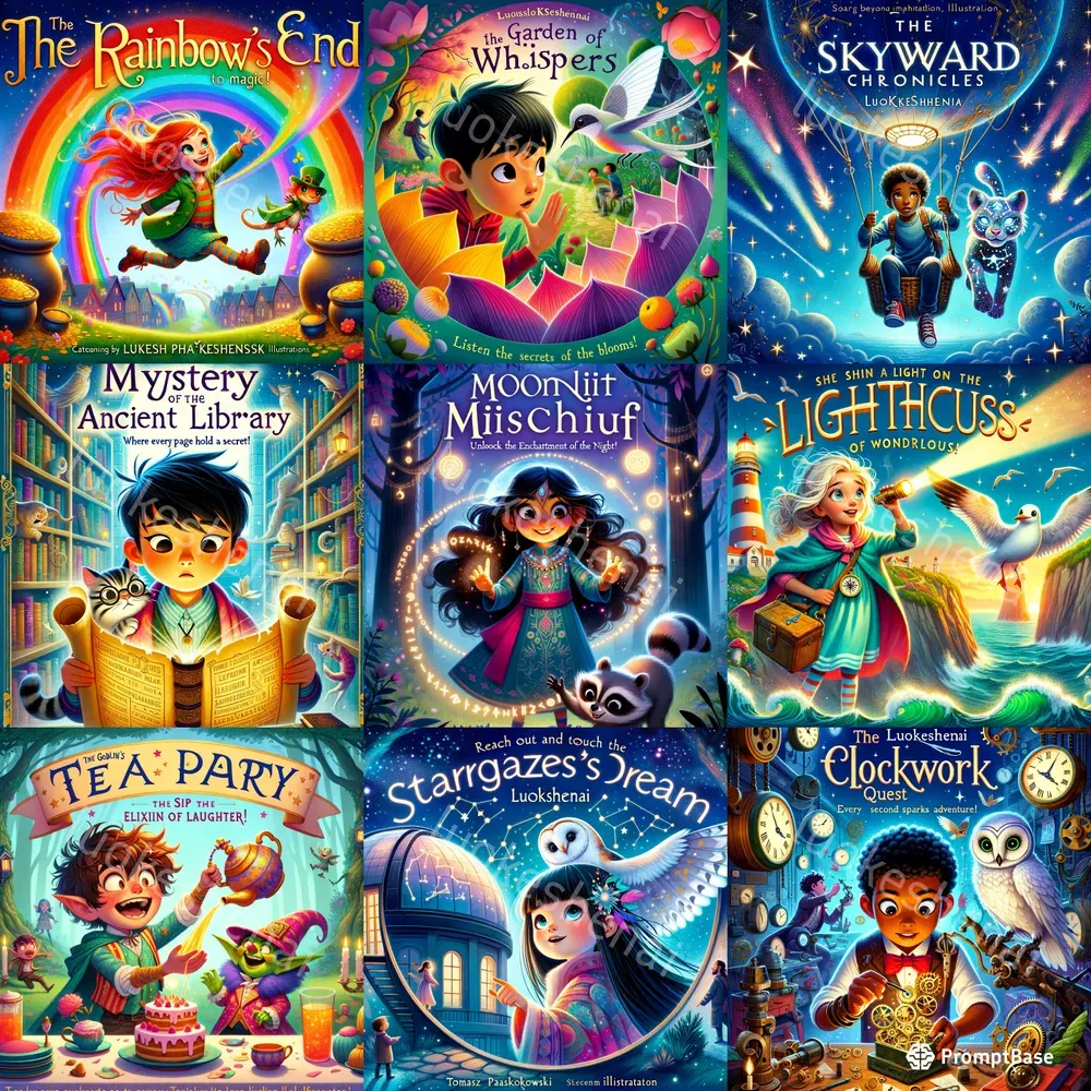 Whimsical Childrens Book Cover Art DALL·E Prompt | PromptBase