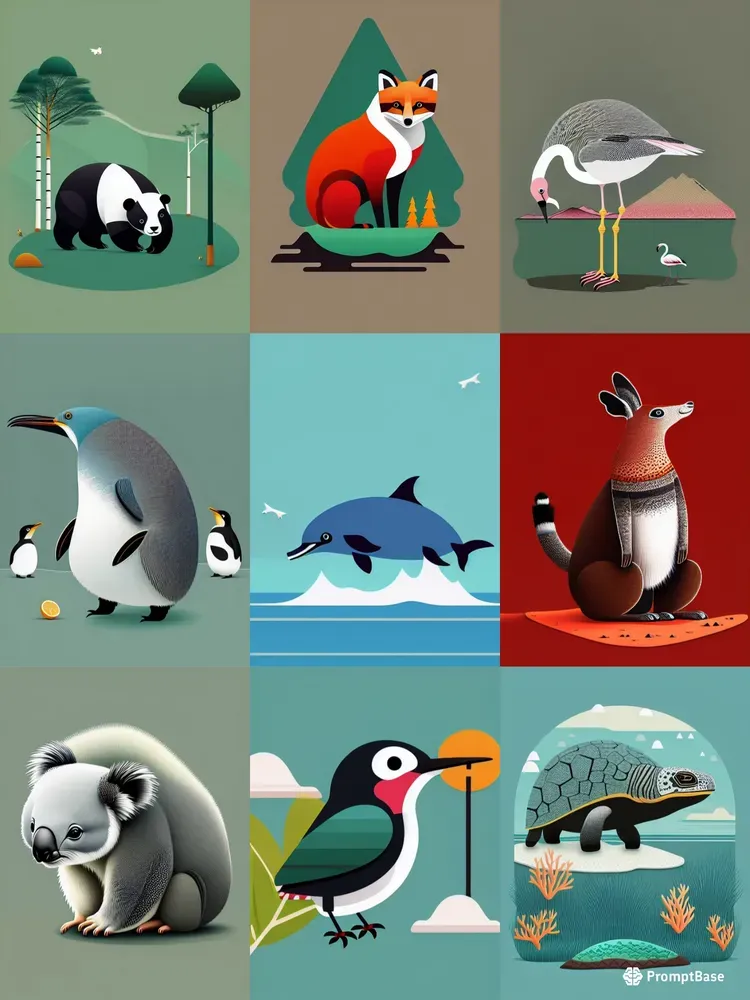 Minimalist Animal Illustrations Stable Diffusion Prompt | PromptBase