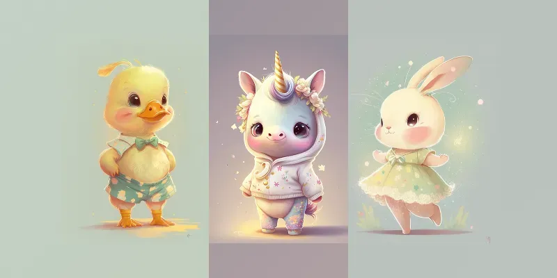 Illustrations Of Baby Animals In Outfits Midjourney Prompt | PromptBase