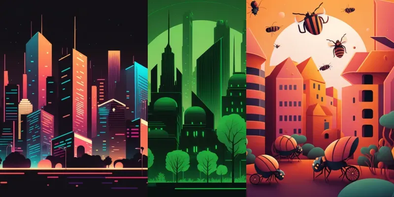 2D Color Scheme Cities Midjourney Prompt | PromptBase