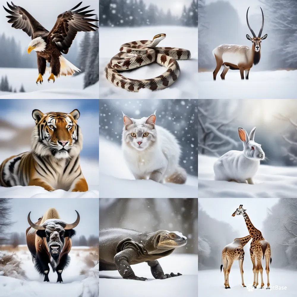 Realistic Animals In Snow Stable Diffusion Prompt | PromptBase