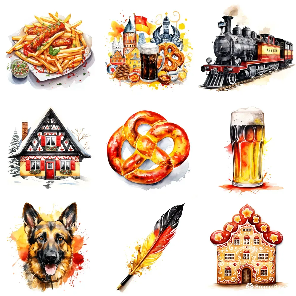 Germany Watercolor Cliparts Midjourney Prompt | PromptBase