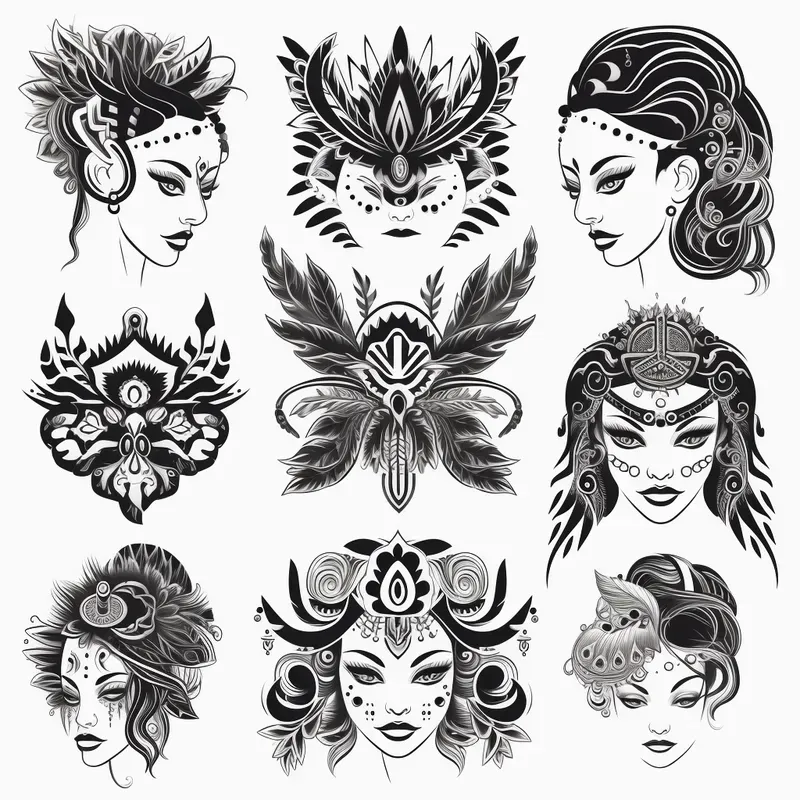 Tattoo Stencil Collections Midjourney Prompt PromptBase