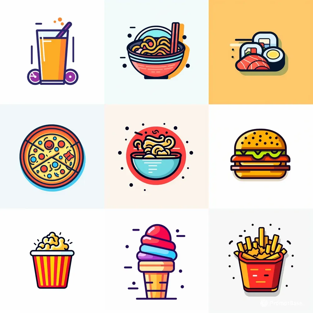 Food Vector Line Graphics Food Vector Lines Midjourney Prompt | PromptBase
