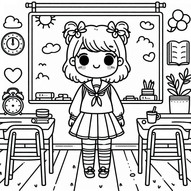 Cute School Coloring Book Pages DALL·E Prompt | PromptBase
