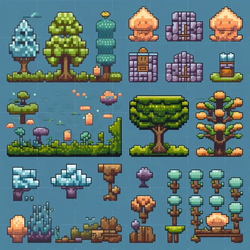 Pixel Art Assets Midjourney Prompt | PromptBase