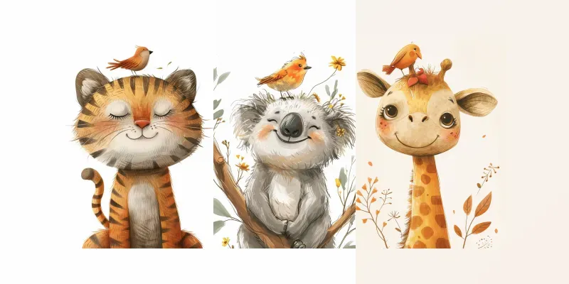 Joyful Animals Wall Art Midjourney Prompt | PromptBase