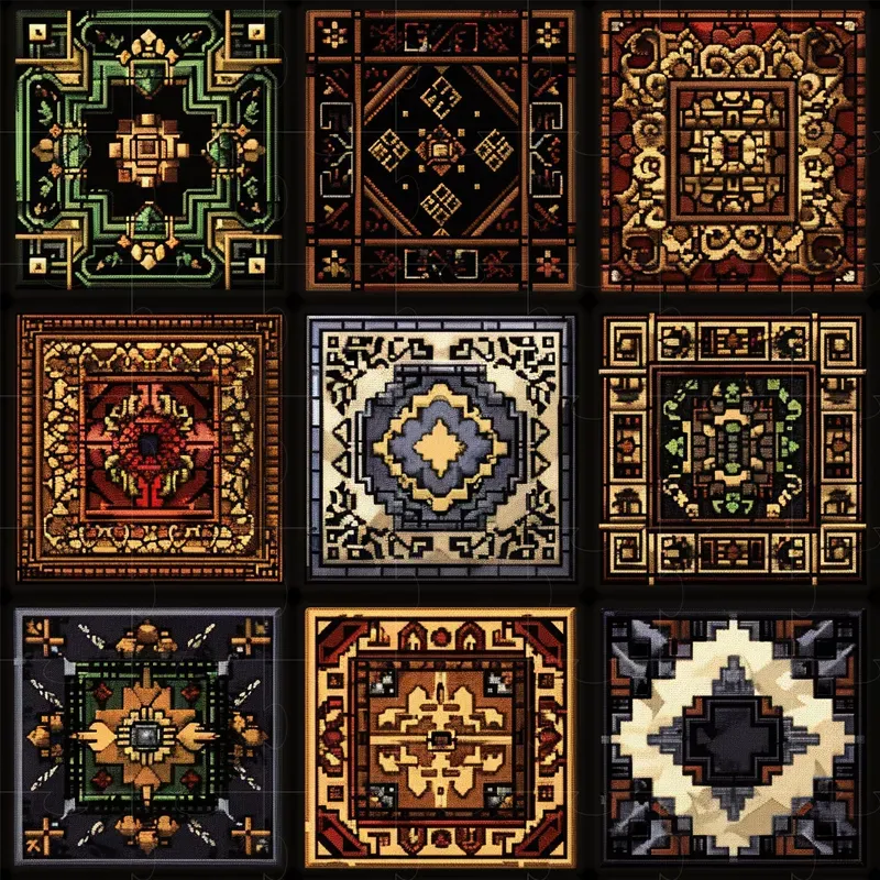 Patterned Pixel Tilesets Midjourney Prompt | PromptBase