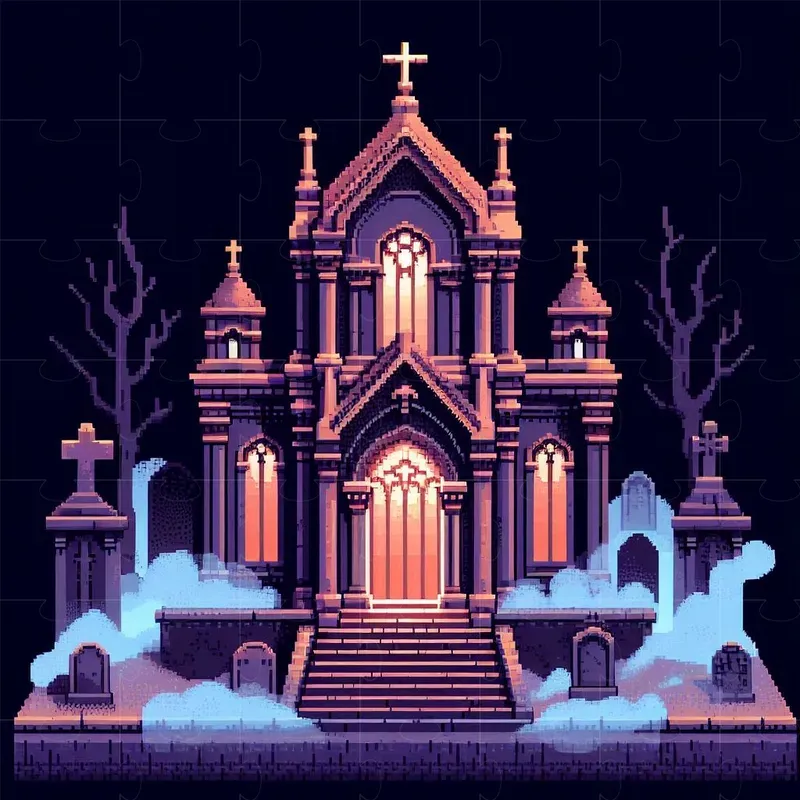 Pixel Art Halloween 2D Buildings DALL·E Prompt | PromptBase