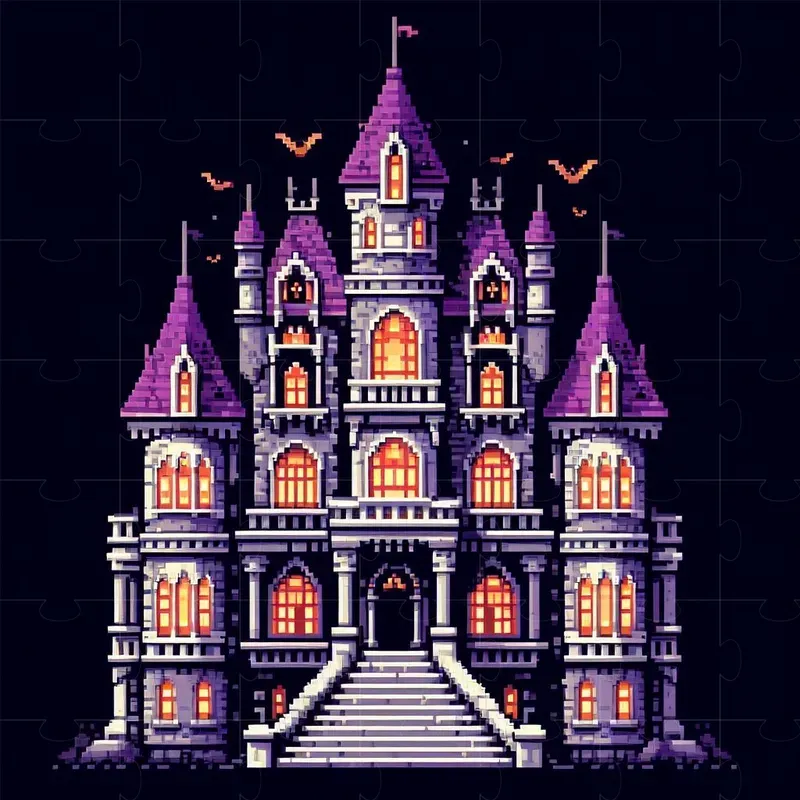 Pixel Art Halloween 2D Buildings DALL·E Prompt | PromptBase