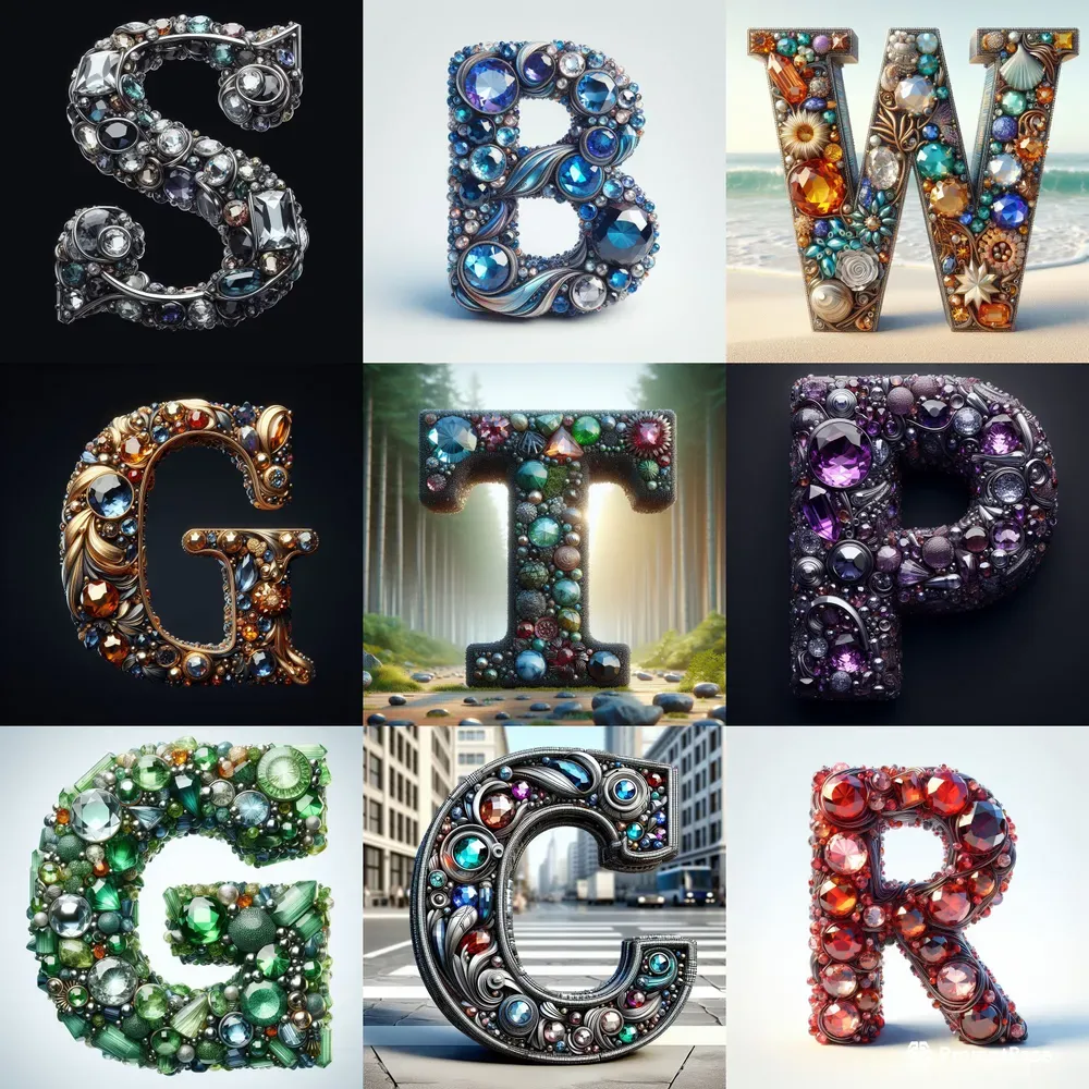 Gemstones Font Letters DALL·E Prompt | PromptBase