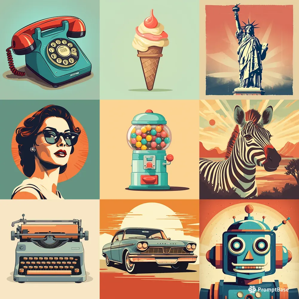 Retro Abstract Advert Retro Advertisements And Vector Art Midjourney Prompt | PromptBase