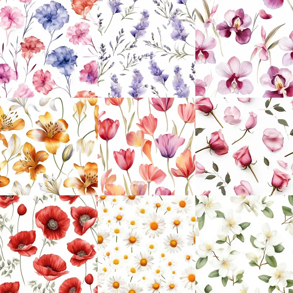 Watercolor Flower Patterns Midjourney Prompt | PromptBase