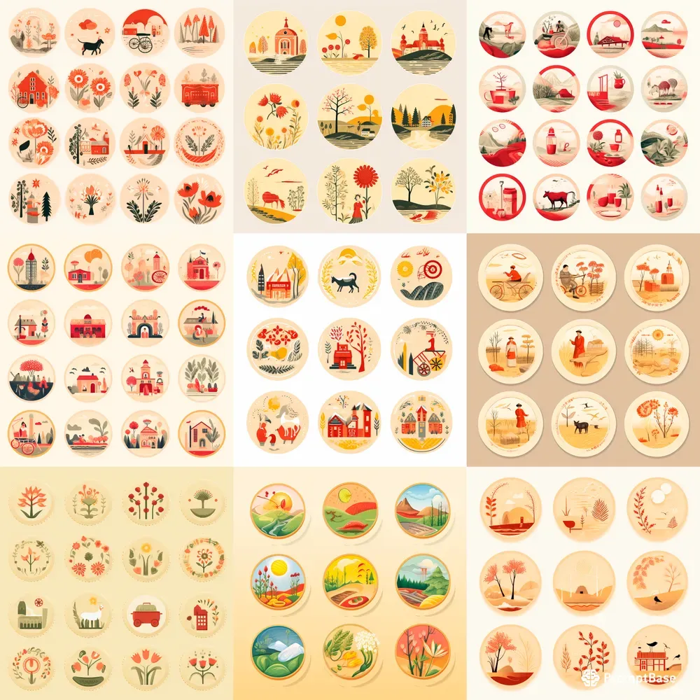 Token Icon Rustic Vintage Rustic Floral Icons Midjourney Prompt | PromptBase