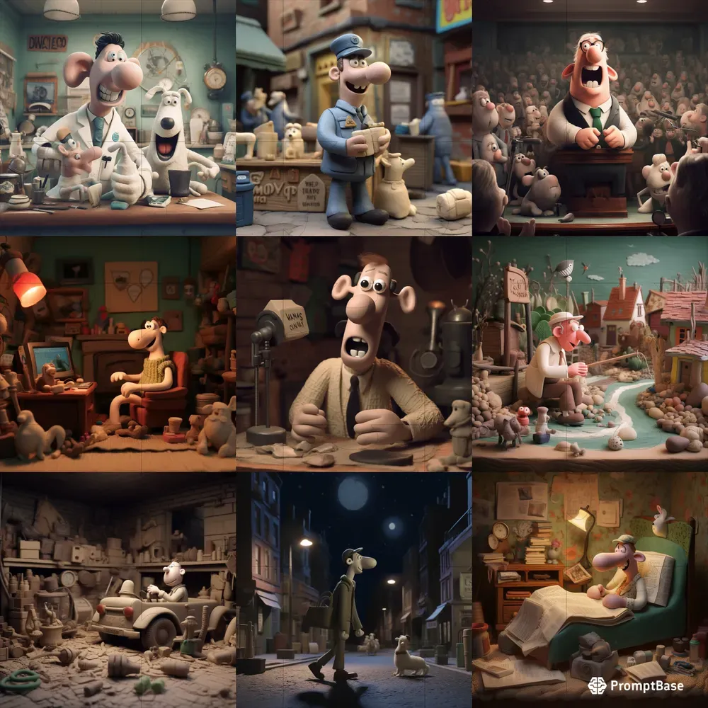 Wallace And Gromit Style Illustrations Midjourney Prompt PromptBase