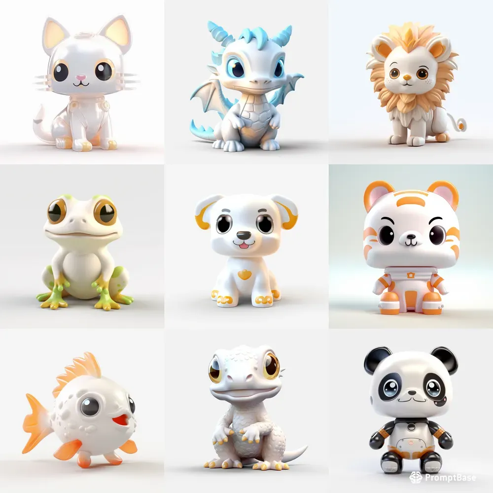 Super Cute Acrylic 3D Animals Midjourney Prompt | PromptBase