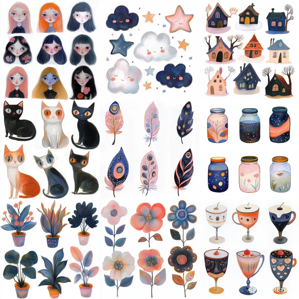 Playful Doodle Clipart Sets Midjourney Prompt | PromptBase