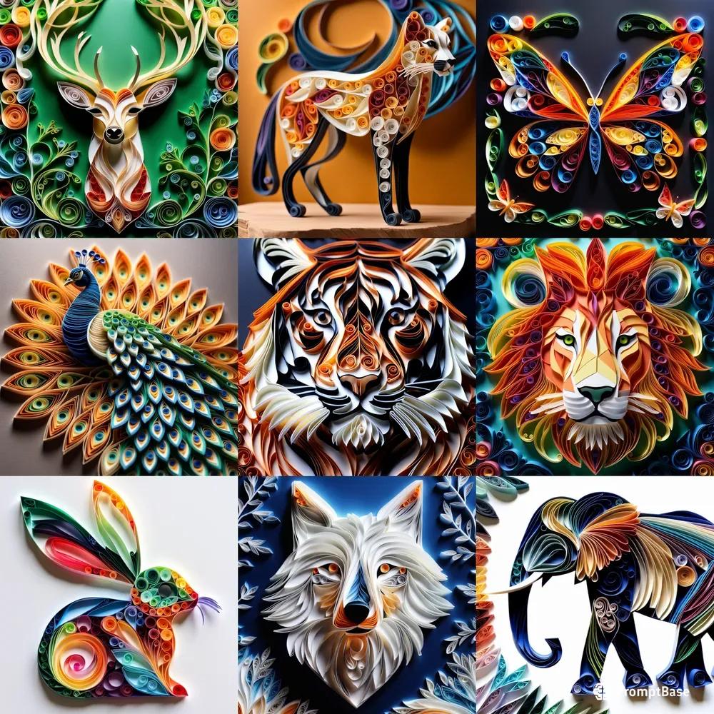 Animal Paper Quilling Art Stable Diffusion Prompt | PromptBase