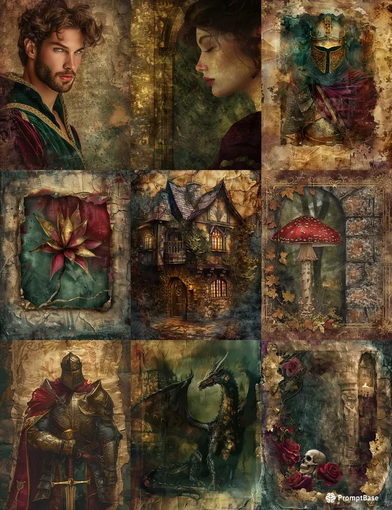Medieval Junk Journal Papers Midjourney Prompt | PromptBase