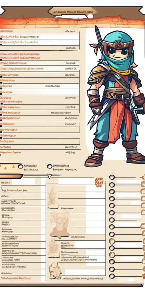 Detailed Print Ready RPG Character Sheets Midjourney Prompt | PromptBase