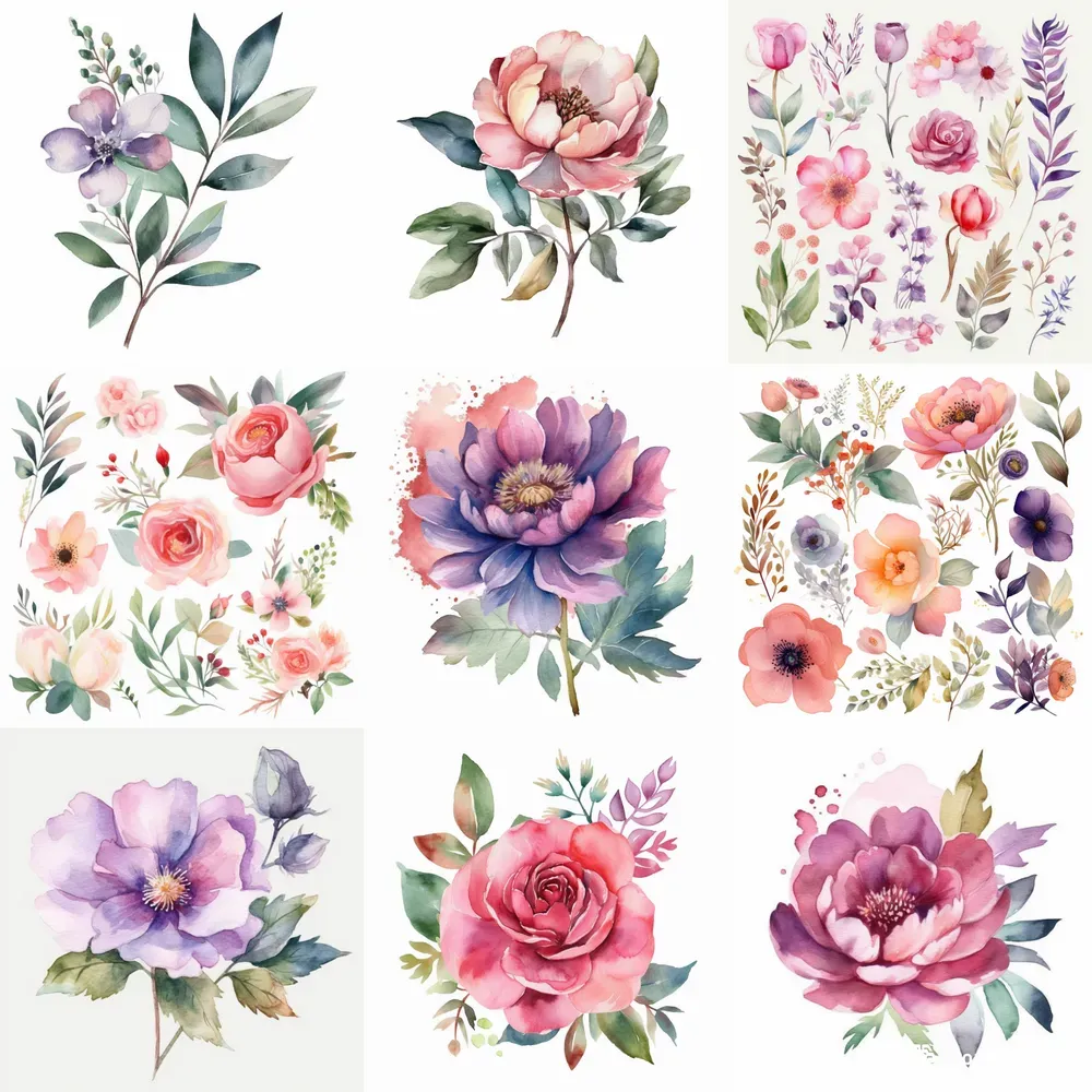 Hand Painted Etsy Watercolor Flowers Midjourney Prompt | PromptBase