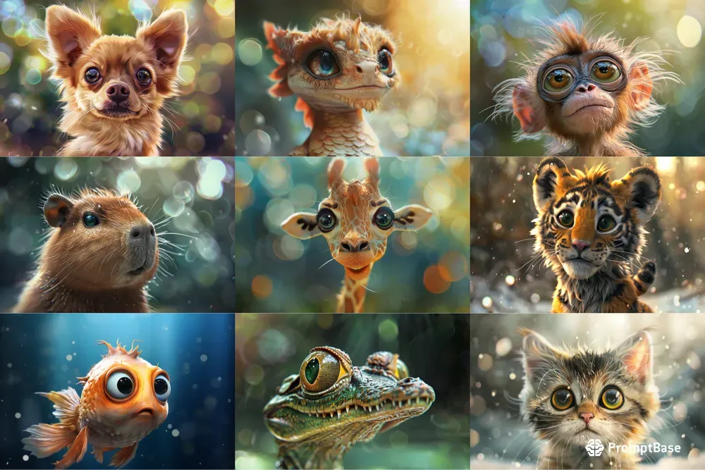 Cute Baby Animals In Digital Art Midjourney Prompt | PromptBase