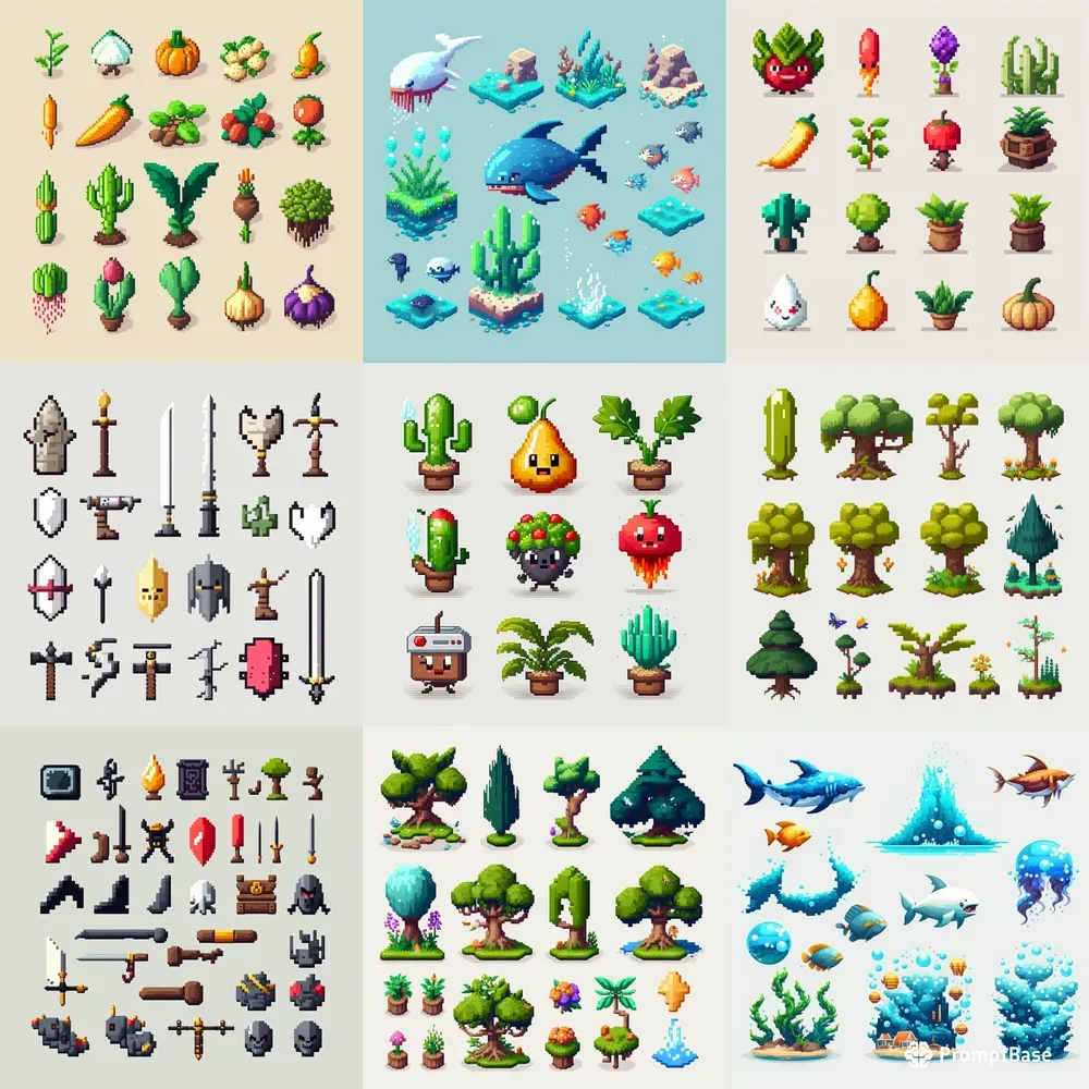 Pixel Art Assets Midjourney Prompt | PromptBase