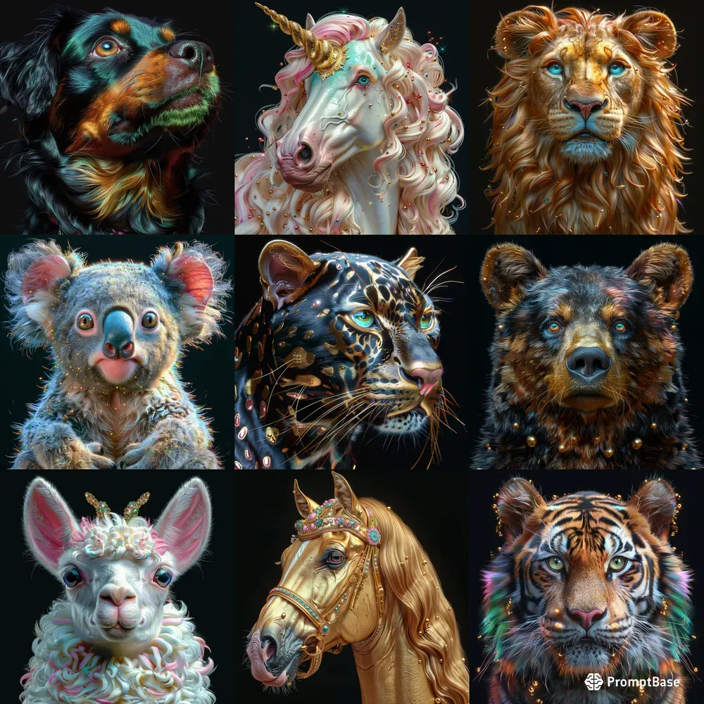 Beautiful Animal Portrait Art Prints Midjourney Prompt PromptBase
