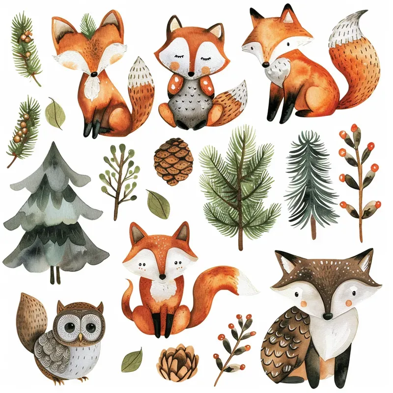 Enchanting Watercolor Clipart Collections Midjourney Prompt | PromptBase