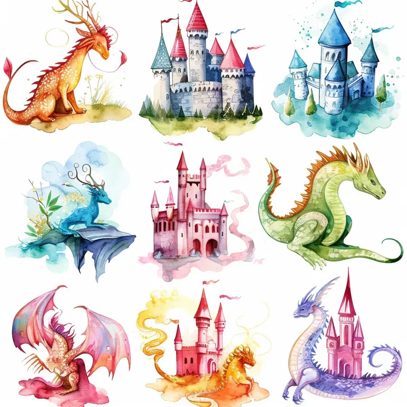 Enchanting Watercolor Clipart Collections Midjourney Prompt | PromptBase