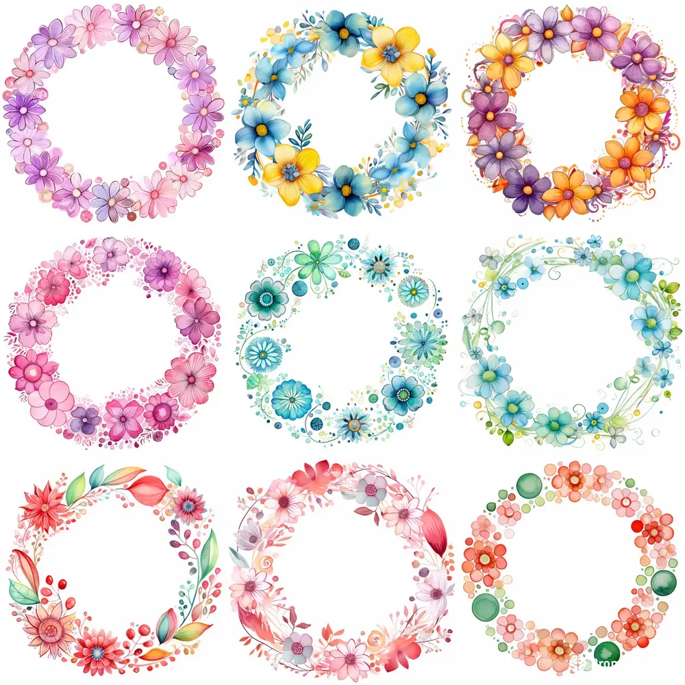 Watercolor Flower Wall Frames Midjourney Prompt | PromptBase