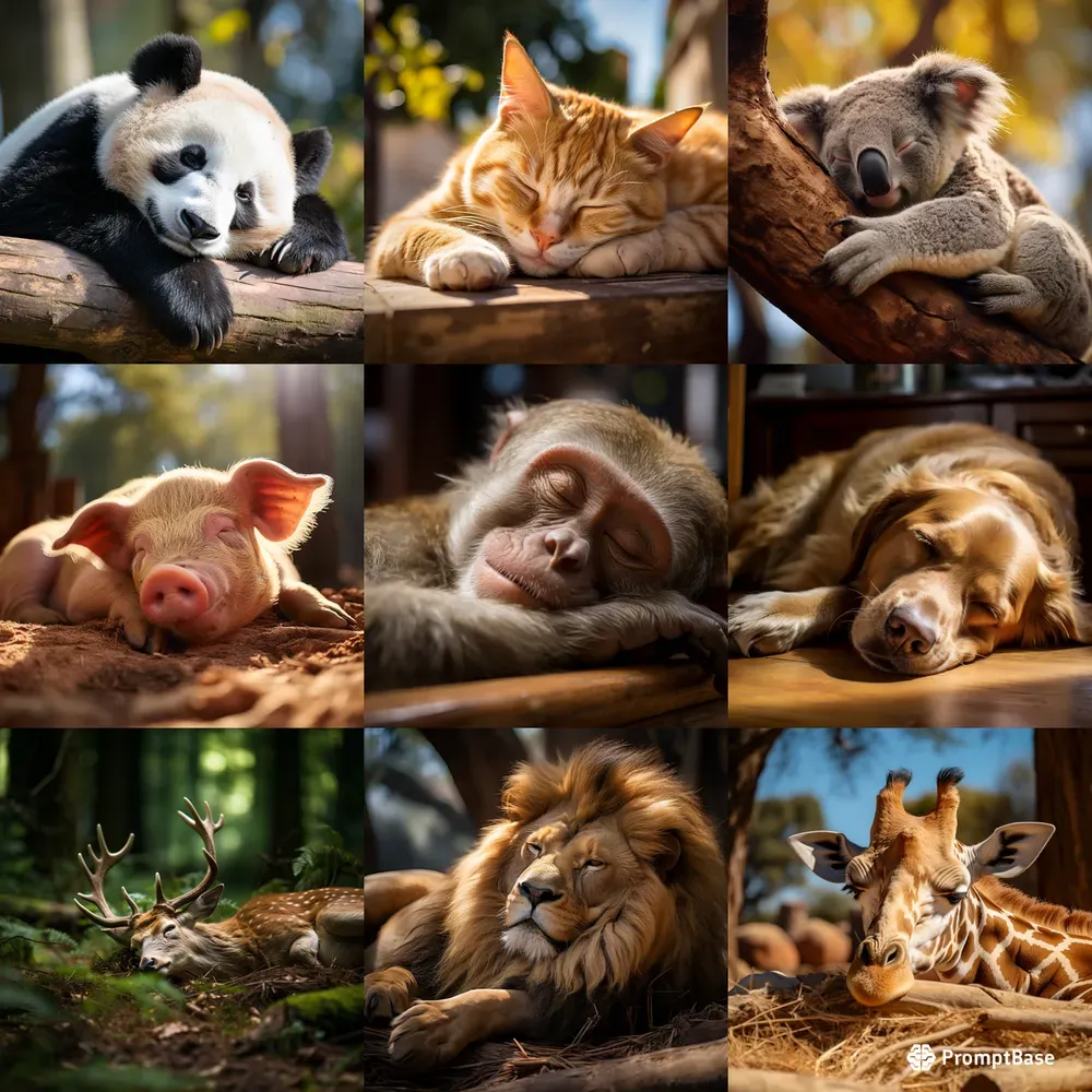 Sleeping Animals Midjourney Prompt | PromptBase