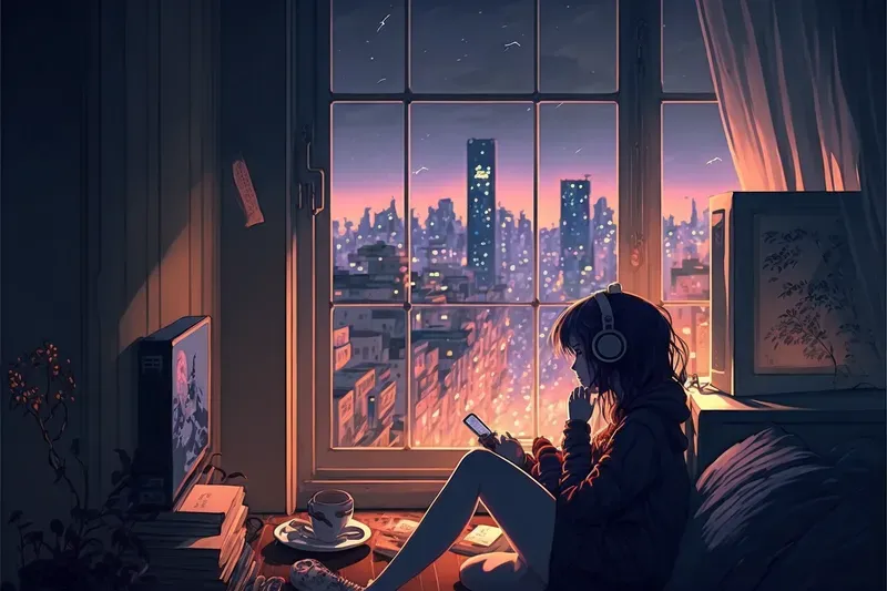 Lofi Music Anime Illustrations Wallpapers Midjourney Prompt | PromptBase