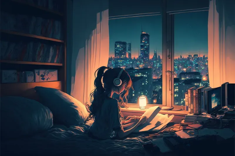 Lofi Music Anime Illustrations Wallpapers Midjourney Prompt | PromptBase