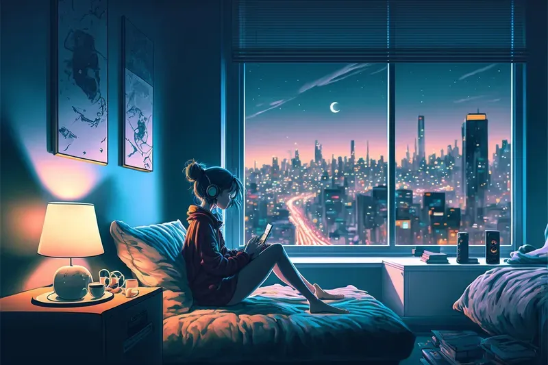 Lofi Music Anime Illustrations Wallpapers Midjourney Prompt | PromptBase