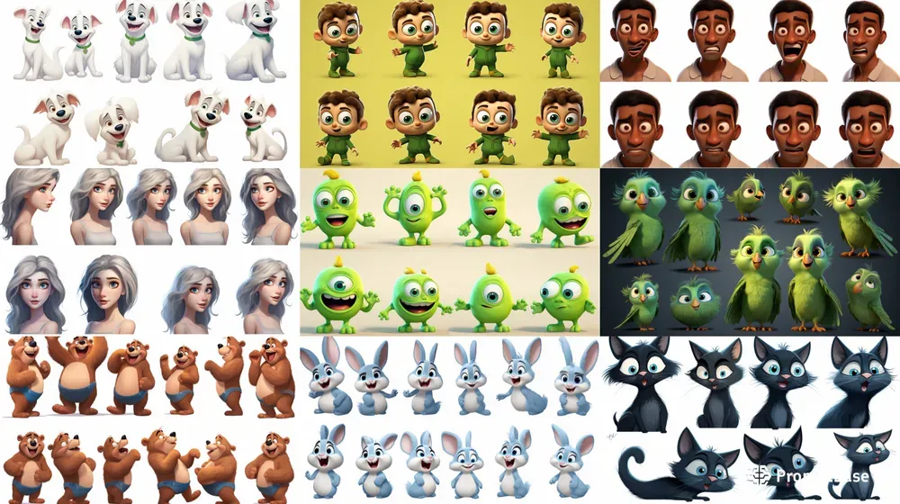 Multiple Poses In Pixar Style Midjourney Prompt | PromptBase
