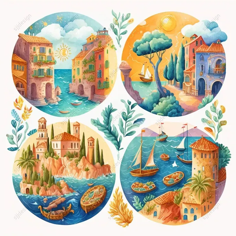 Any Subject Watercolor Illustration Sets Midjourney Prompt | PromptBase