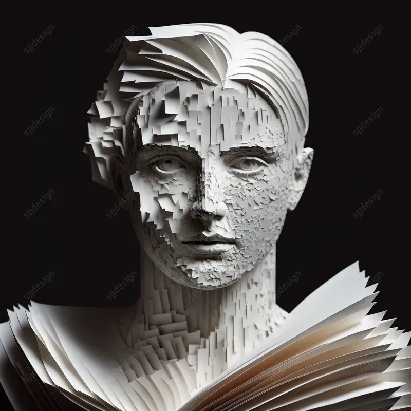 Folded Paper Mache Book Art Portraits Midjourney Prompt PromptBase
